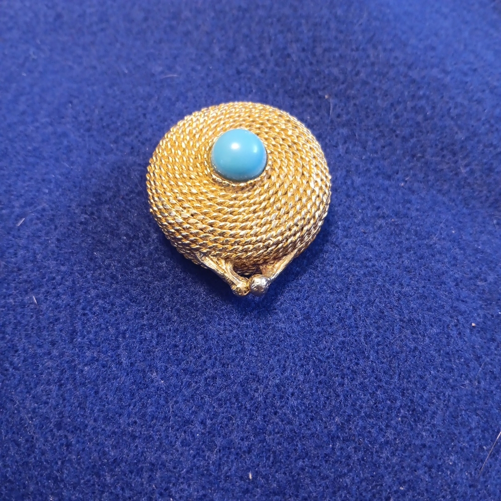Gold Toned and Turquoise Solid Perfume Compact